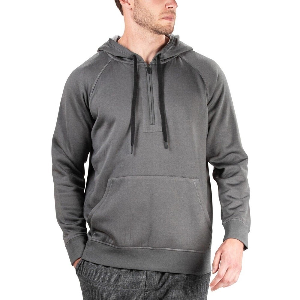 𝅺natori Gray Men's Sathya Relaxed-Fit 1/4-Zip Pajama Hoodie S